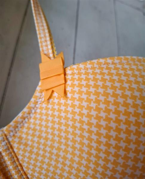 Grote foto marie jo bh met oranje retro motiefje 80c kleding dames ondergoed en lingerie merkkleding