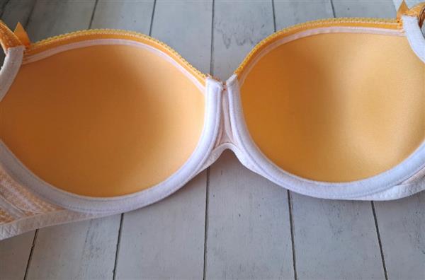 Grote foto marie jo bh met oranje retro motiefje 80c kleding dames ondergoed en lingerie merkkleding