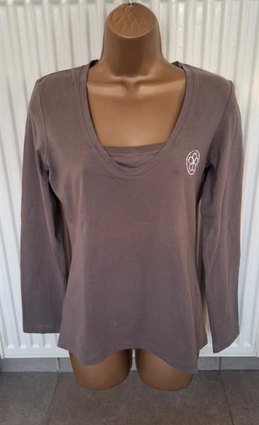 Grote foto taupe kleurige longsleeve van esprit sports 38 40 kleding dames t shirts