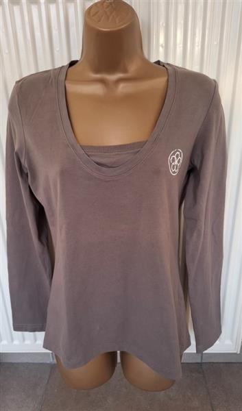 Grote foto taupe kleurige longsleeve van esprit sports 38 40 kleding dames t shirts