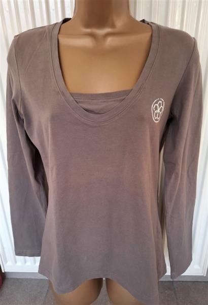 Grote foto taupe kleurige longsleeve van esprit sports 38 40 kleding dames t shirts