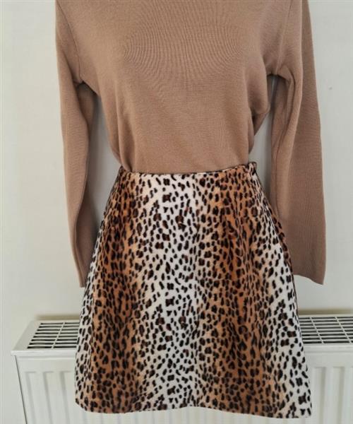 Grote foto prachtige bruine rok in luipaard print small kleding dames jurken en rokken