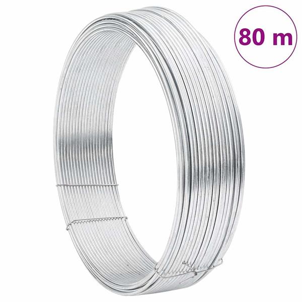 Grote foto vidaxl hek binddraad zilver 80 m staal tuin en terras hekken en schuttingen