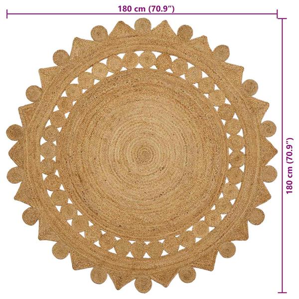 Grote foto vidaxl tapijt bruin 180 cm jute huis en inrichting vloerbedekking en kleden