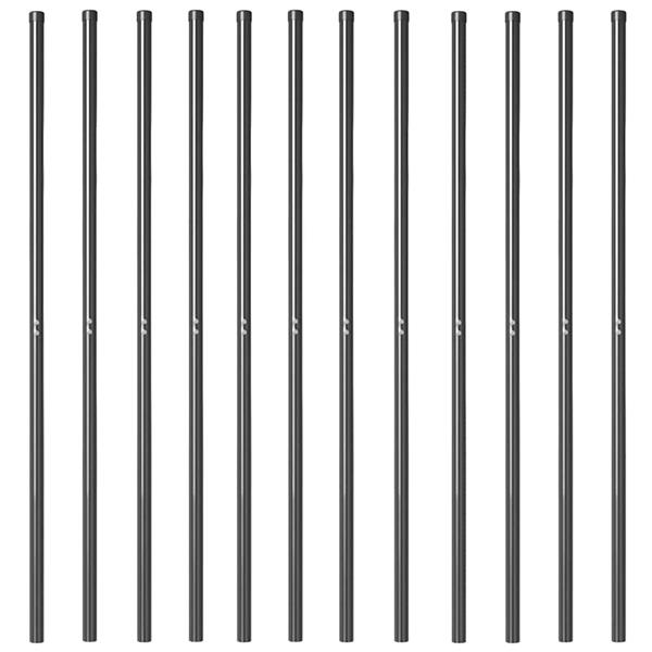 Grote foto vidaxl hekpalen 12 pcs grijs poedergecoat staal tuin en terras overige tuin en terras