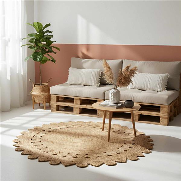 Grote foto vidaxl tapijt bruin 180 cm jute huis en inrichting vloerbedekking en kleden