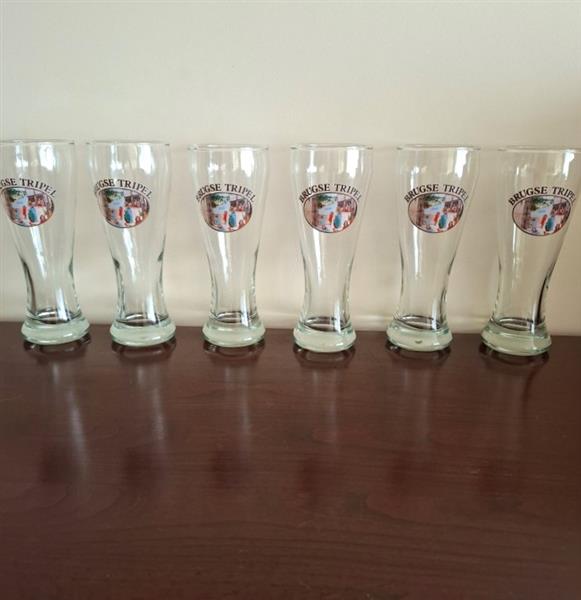 Grote foto set van 6 retro brugse tripel glazen 50 cl 1987 verzamelen biermerken