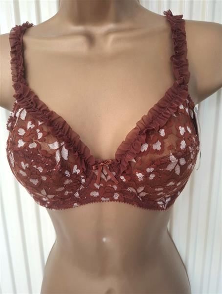 Grote foto elegante donkerbruine bh met ruches 70b kleding dames ondergoed en lingerie