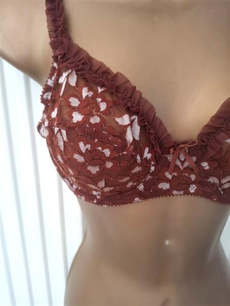 Grote foto elegante donkerbruine bh met ruches 70b kleding dames ondergoed en lingerie
