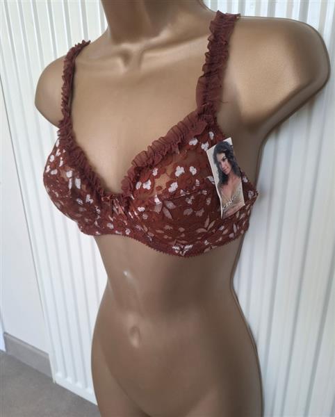 Grote foto elegante donkerbruine bh met ruches 70b kleding dames ondergoed en lingerie