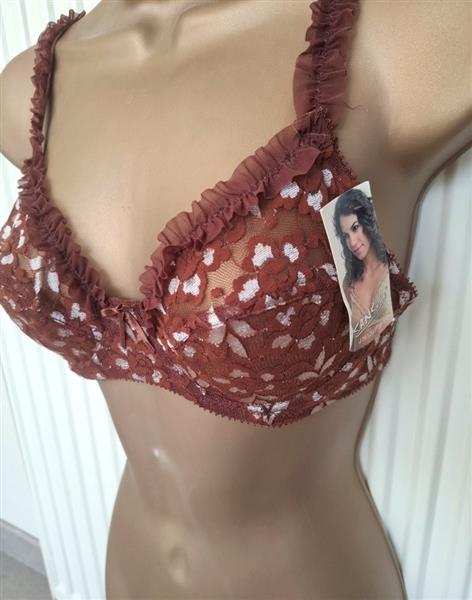 Grote foto elegante donkerbruine bh met ruches 70b kleding dames ondergoed en lingerie