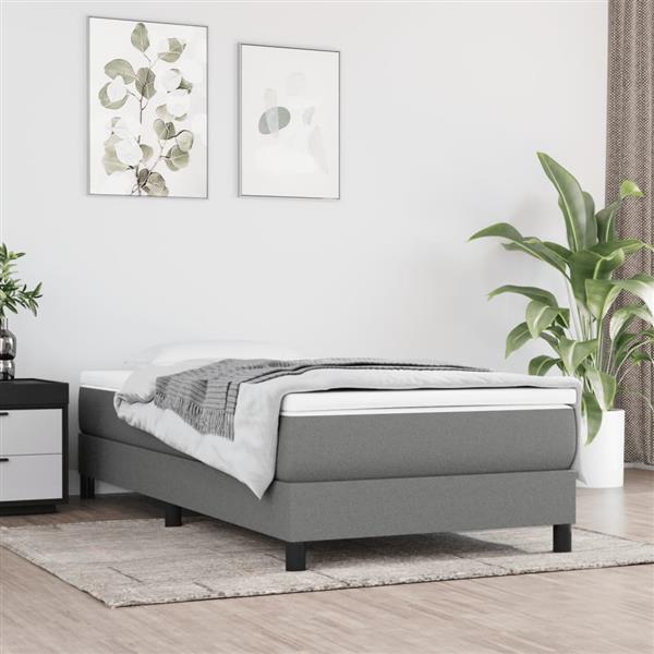 Grote foto vidaxl boxspring bed 90x200 cm stof donkergrijs antiek en kunst stoelen en banken
