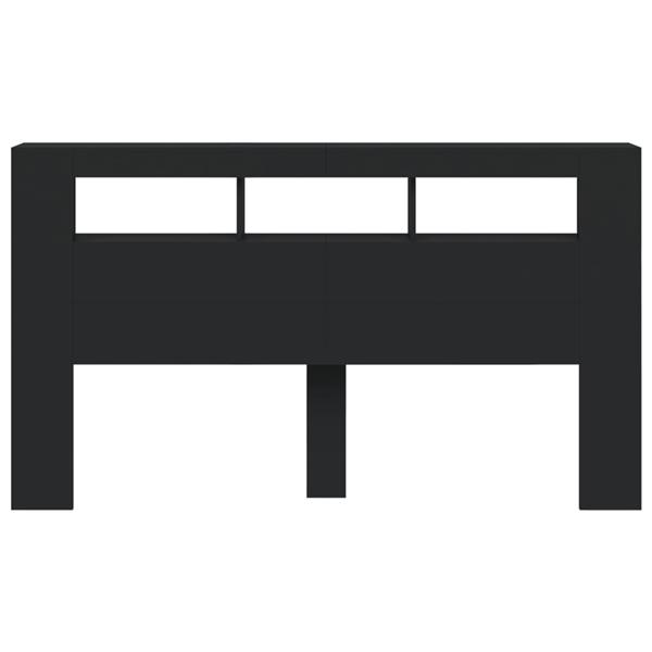 Grote foto vidaxl hoofdeinde met led 180x18 5x103 5 cm bewerkt hout zwart antiek en kunst stoelen en banken