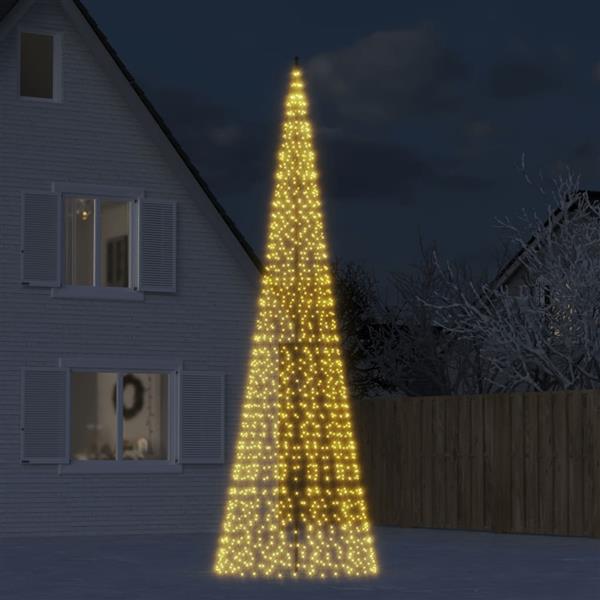 Grote foto vidaxl led kerstboom aan vlaggenmast 1534 leds warm wit 500 cm diversen overige diversen