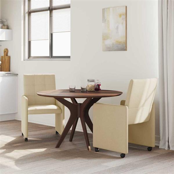 Grote foto vidaxl dining stoelen met wielen 2 pcs cr me 58 x 65 x 94 cm stof huis en inrichting stoelen