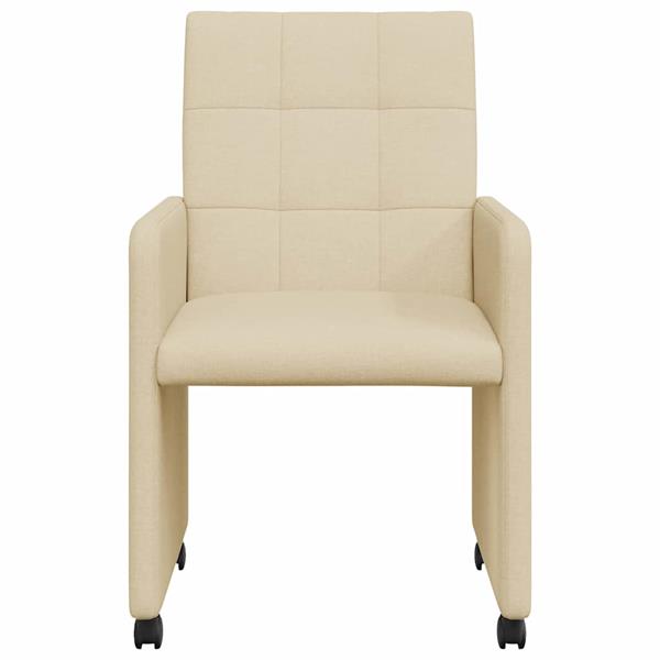 Grote foto vidaxl dining stoelen met wielen 2 pcs cr me 58 x 65 x 94 cm stof huis en inrichting stoelen