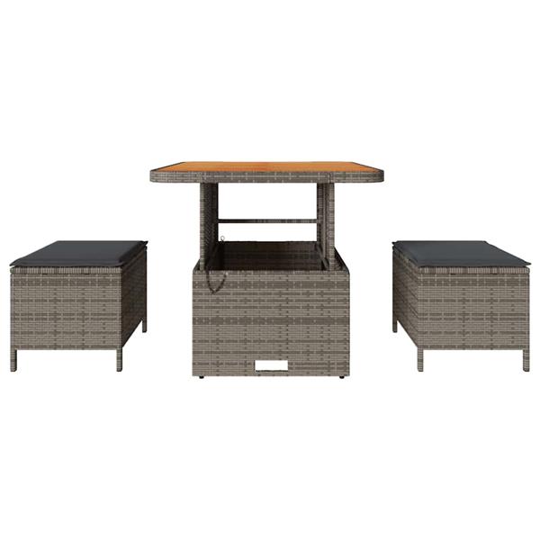 Grote foto vidaxl tuin eetset grijs poly riet tuin en terras tuinmeubelen