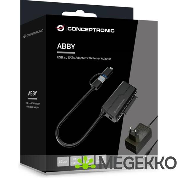 Grote foto conceptronic abby21b tussenstuk voor kabels usb type a sata 22 pin zwart computers en software overige computers en software