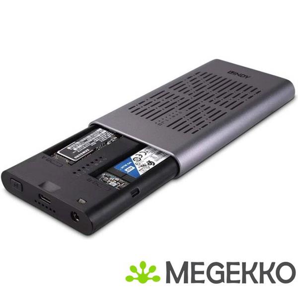 Grote foto lindy 43382 usb 3.2 behuizing voor 2x2 dual m.2 nvme met kopieer optie computers en software behuizingen en kasten