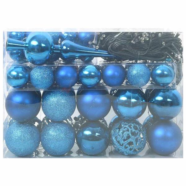 Grote foto vidaxl kerstbal set met 150 led 61 pcs blauw kunststof diversen overige diversen