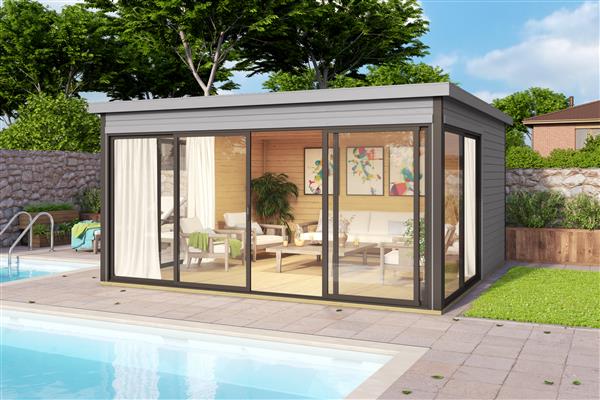 Grote foto nieuw modern luxe blokhut domeo 5 set tuin en terras tuinhuisjes en blokhutten