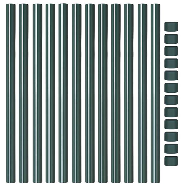 Grote foto vidaxl afrasteringspaal 12 pcs groen 80 cm poedergecoat staal tuin en terras overige tuin en terras