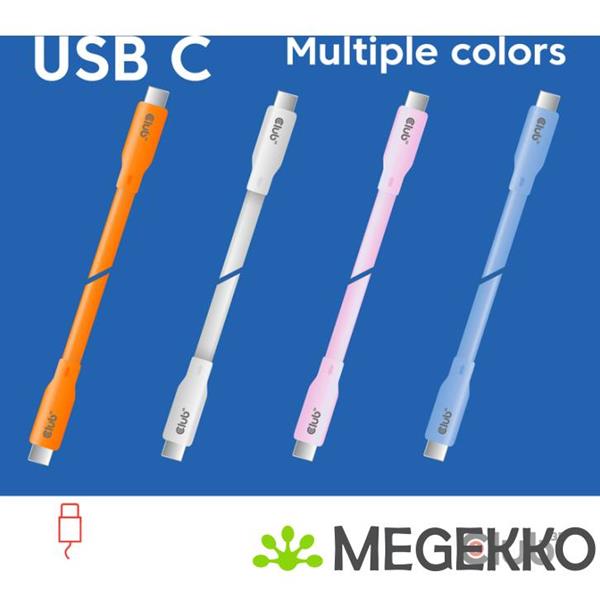 Grote foto club3d usb4 gen 3x2 20gbps 240w usb type c 2m oranje computers en software overige computers en software