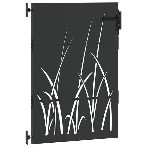 Grote foto vidaxl tuinpoort met slot zwart 85 x 150 cm poedergecoat staal tuin en terras hekken en schuttingen