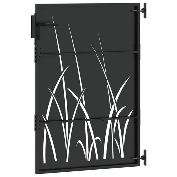 Grote foto vidaxl tuinpoort met slot zwart 85 x 150 cm poedergecoat staal tuin en terras hekken en schuttingen