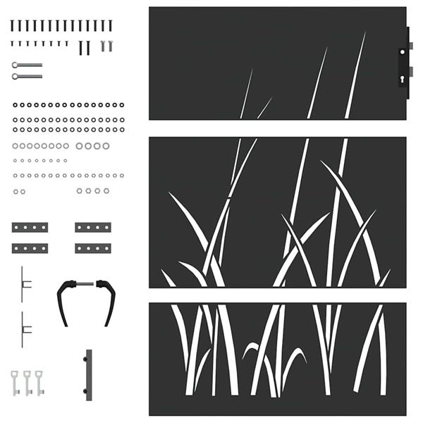 Grote foto vidaxl tuinpoort met slot zwart 85 x 150 cm poedergecoat staal tuin en terras hekken en schuttingen