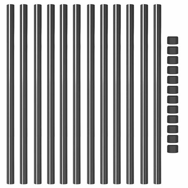 Grote foto vidaxl afrasteringspaal 12 pcs grijs 100 cm poedergecoat staal tuin en terras overige tuin en terras