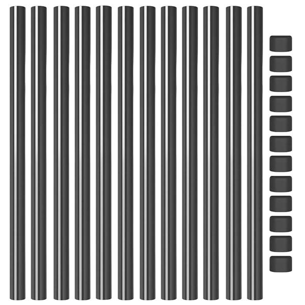 Grote foto vidaxl afrasteringspaal 12 pcs grijs 70 cm poedergecoat staal tuin en terras overige tuin en terras