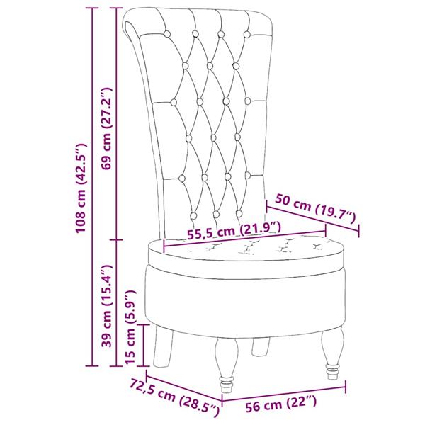 Grote foto vidaxl slipper stoel zwart 56 5 x 70 x 110 cm fluweel huis en inrichting stoelen