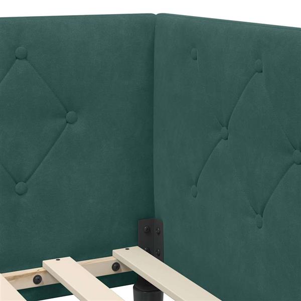 Grote foto vidaxl hoekbedframe met hoofdeinde donkergroen 90 x 200 cm fluweel antiek en kunst stoelen en banken