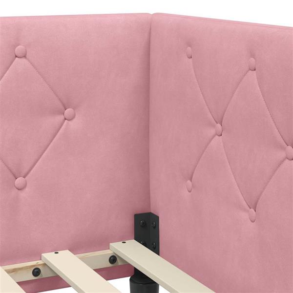 Grote foto vidaxl hoekbedframe met hoofdeinde roze 90 x 190 cm fluweel antiek en kunst stoelen en banken