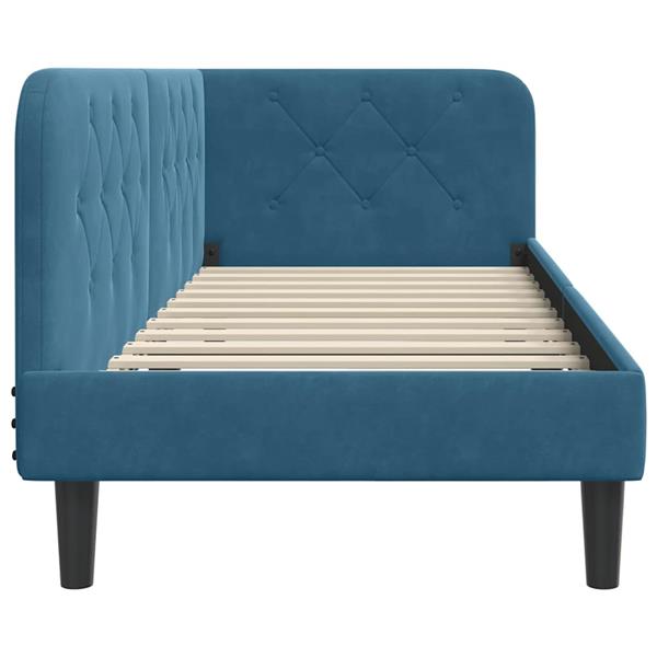 Grote foto vidaxl hoekbedframe met hoofdeinde blauw 80 x 200 cm fluweel antiek en kunst stoelen en banken
