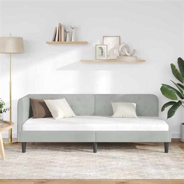 Grote foto vidaxl hoekbedframe met hoofdeinde lichtgrijs 80 x 200 cm fluweel antiek en kunst stoelen en banken