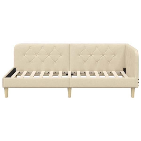 Grote foto vidaxl hoekbedframe met hoofdeinde cr me 100 x 200 cm stof antiek en kunst stoelen en banken