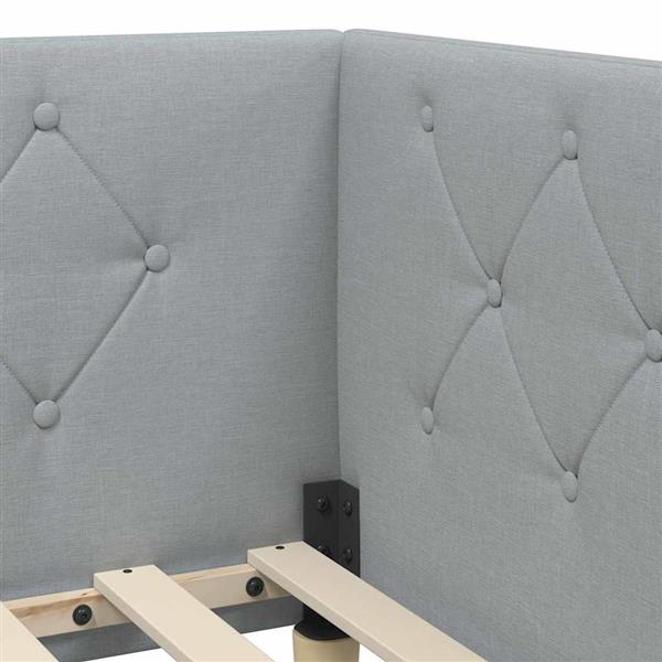 Grote foto vidaxl hoekbedframe met hoofdeinde lichtgrijs 90 x 200 cm stof antiek en kunst stoelen en banken