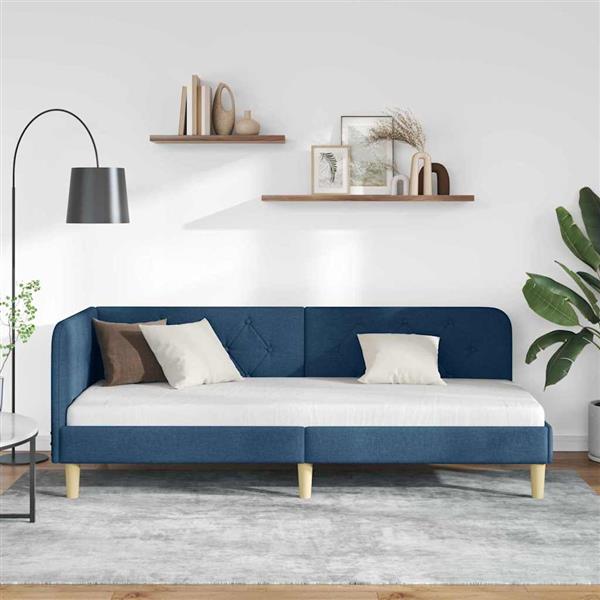 Grote foto vidaxl hoekbedframe met hoofdeinde blauw 80 x 200 cm stof antiek en kunst stoelen en banken