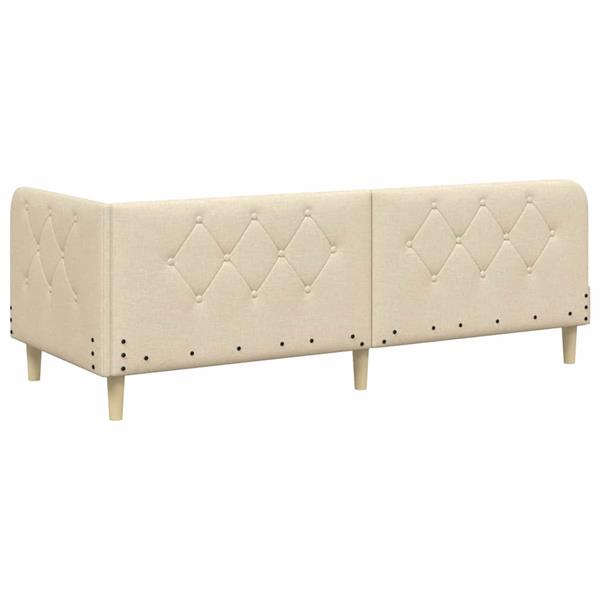 Grote foto vidaxl hoekbedframe met hoofdeinde cr me 80 x 200 cm stof antiek en kunst stoelen en banken