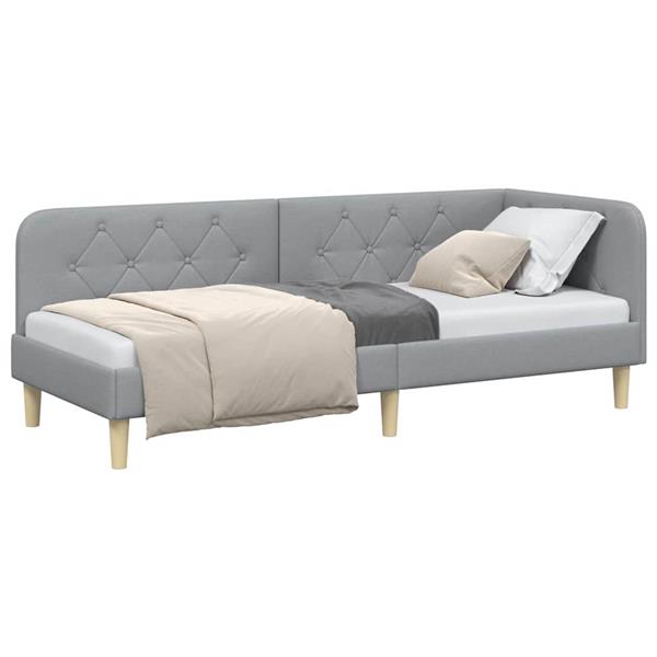 Grote foto vidaxl hoekbedframe met hoofdeinde lichtgrijs 80 x 200 cm stof antiek en kunst stoelen en banken