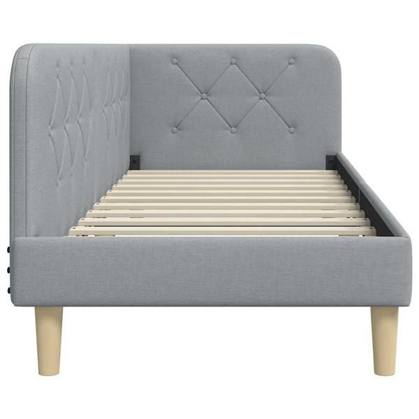 Grote foto vidaxl hoekbedframe met hoofdeinde lichtgrijs 80 x 200 cm stof antiek en kunst stoelen en banken