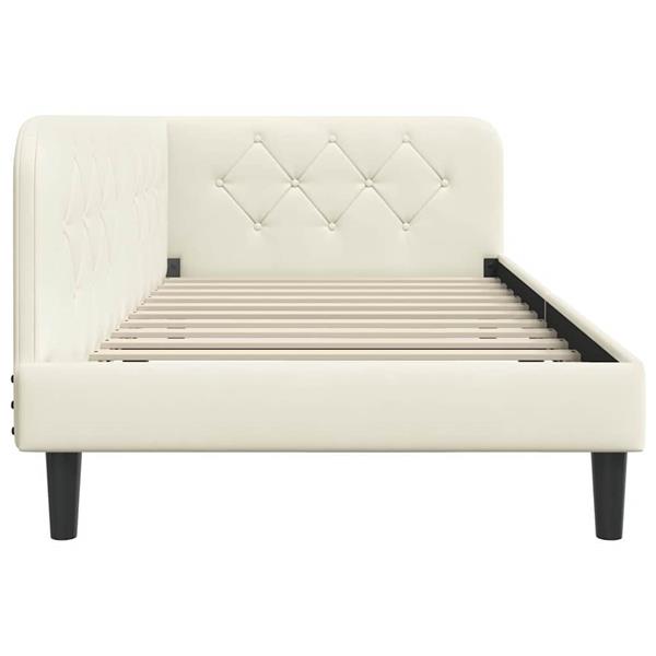 Grote foto vidaxl hoekbedframe met hoofdeinde cr me 90 x 200 cm fluweel antiek en kunst stoelen en banken