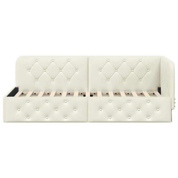 Grote foto vidaxl hoekbedframe met hoofdeinde cr me 80 x 200 cm fluweel antiek en kunst stoelen en banken