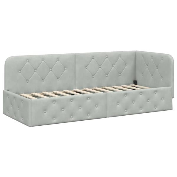 Grote foto vidaxl hoekbedframe met hoofdeinde lichtgrijs 80 x 200 cm fluweel antiek en kunst stoelen en banken