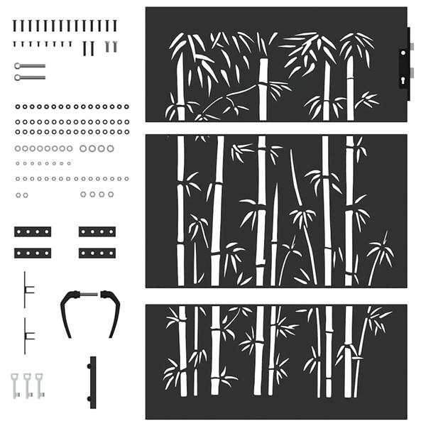 Grote foto vidaxl tuinpoort met slot zwart 85 x 150 cm poedergecoat staal tuin en terras hekken en schuttingen