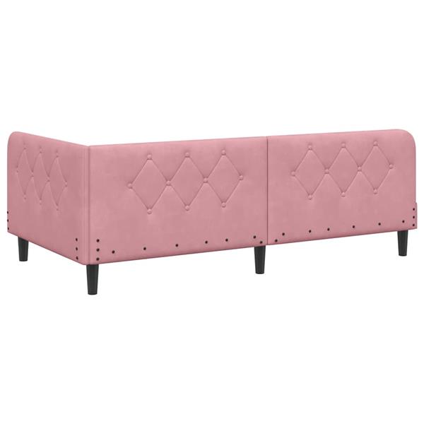 Grote foto vidaxl hoekbedframe met hoofdeinde roze 90 x 190 cm fluweel antiek en kunst stoelen en banken