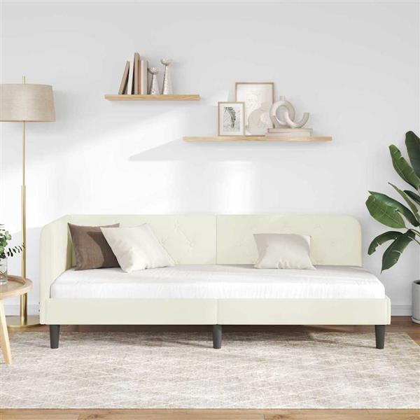 Grote foto vidaxl hoekbedframe met hoofdeinde cr me 80 x 200 cm fluweel antiek en kunst stoelen en banken