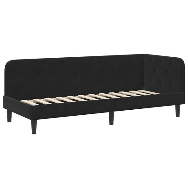 Grote foto vidaxl hoekbedframe met hoofdeinde zwart 80 x 200 cm fluweel antiek en kunst stoelen en banken